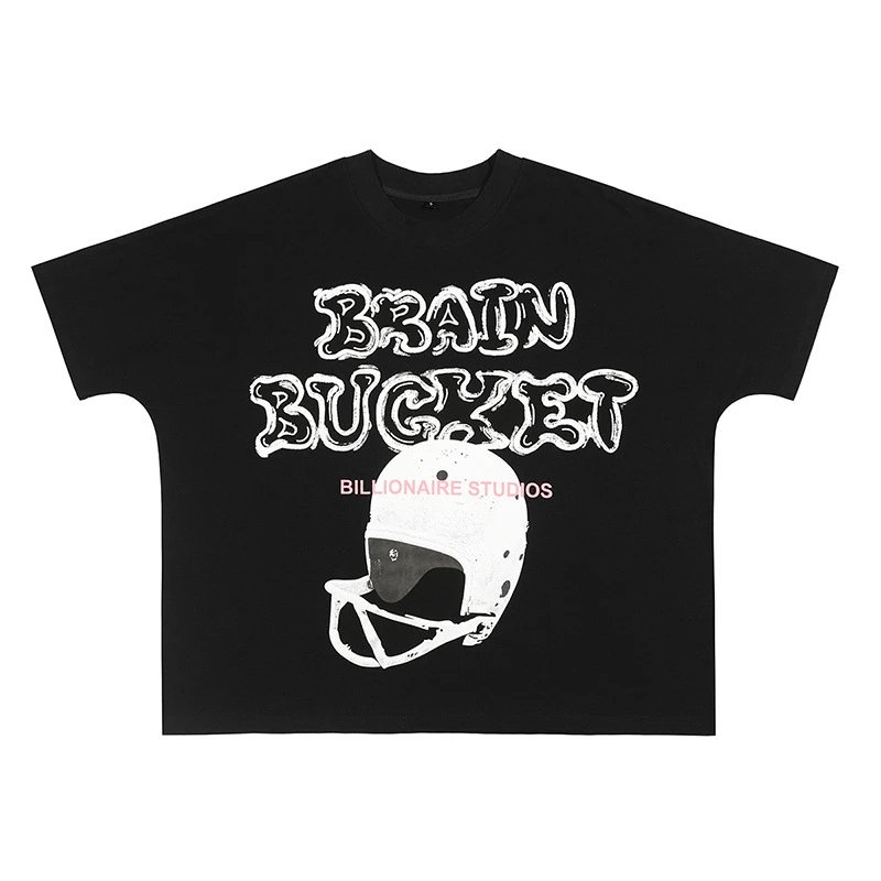 Design Graphic Clown Face Print Black Oversized T-Shirt - 22