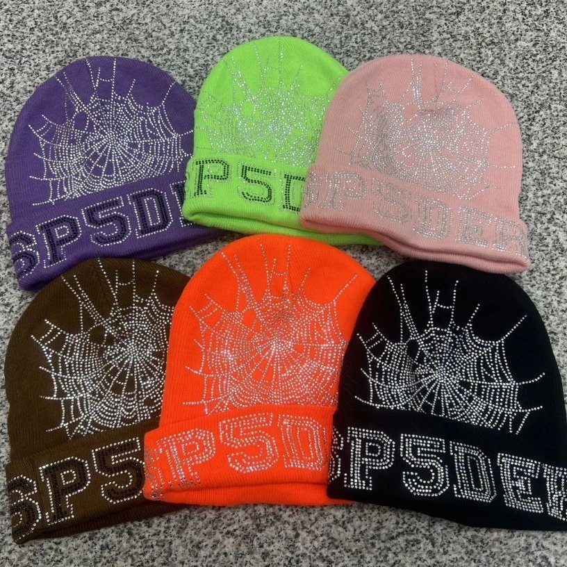 Sp5der Spider Web Rhinestone Beanie