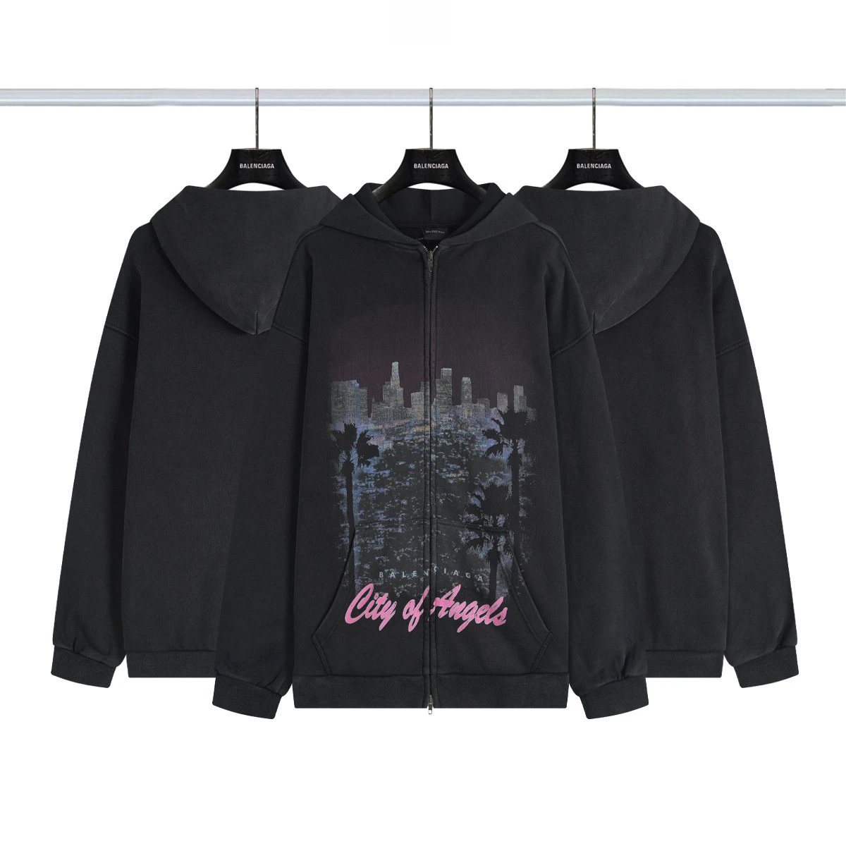 Balenciaga Distressed Logo Zip Hoodie photo 4