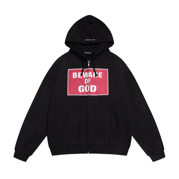 Project G/R Beware Of God Zip-Up Hoodie Black - 1
