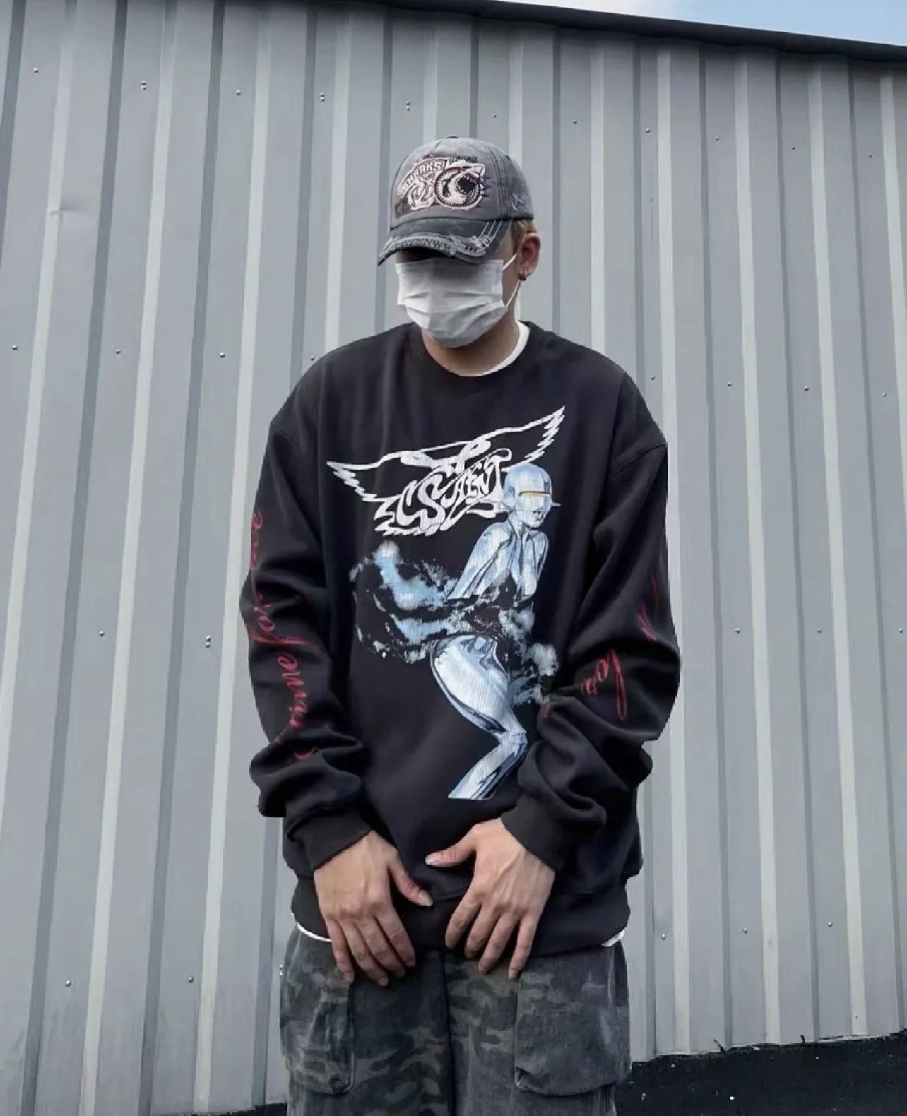 Design Aerosmith x Unknown Artist Graphic Hoodie Black Hoodie