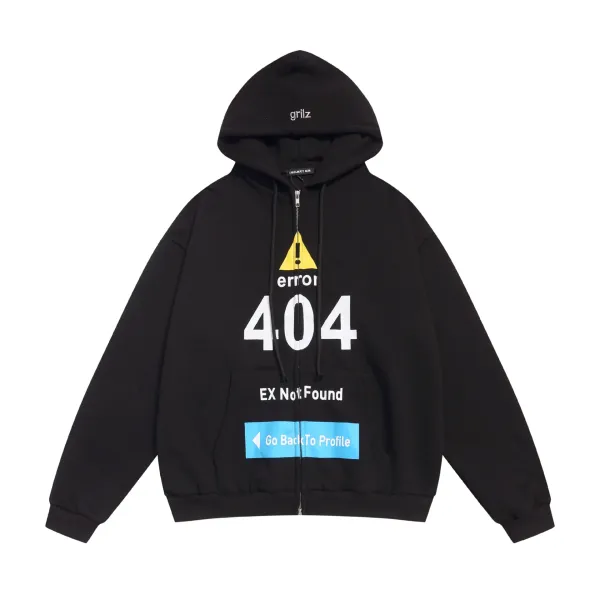 Grilz 404 Error Zip-Up Hoodie Black - 1