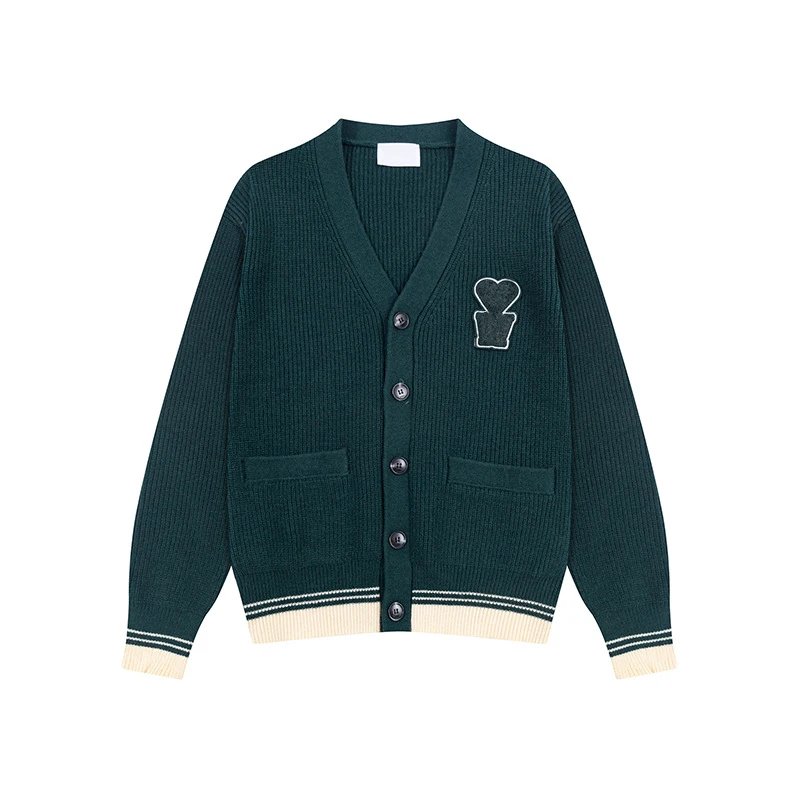 Dark Green V-Neck Kn