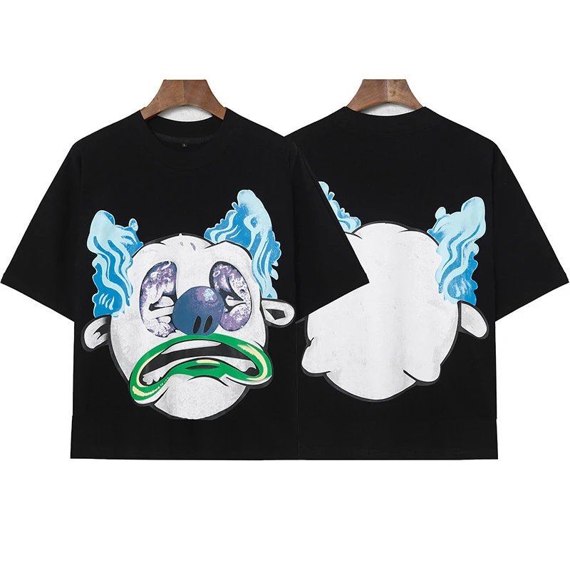 Design Graphic Clown Face Print Black Oversized T-Shirt - 1