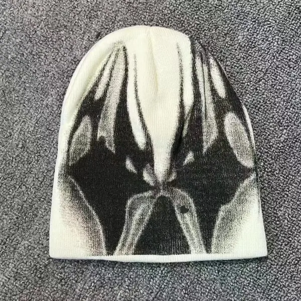 Design Abstract Flame Beanie White / Black - 1