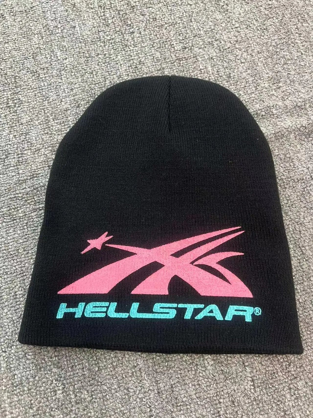 Hellstar Logo Beanie Black Pink Teal - 1