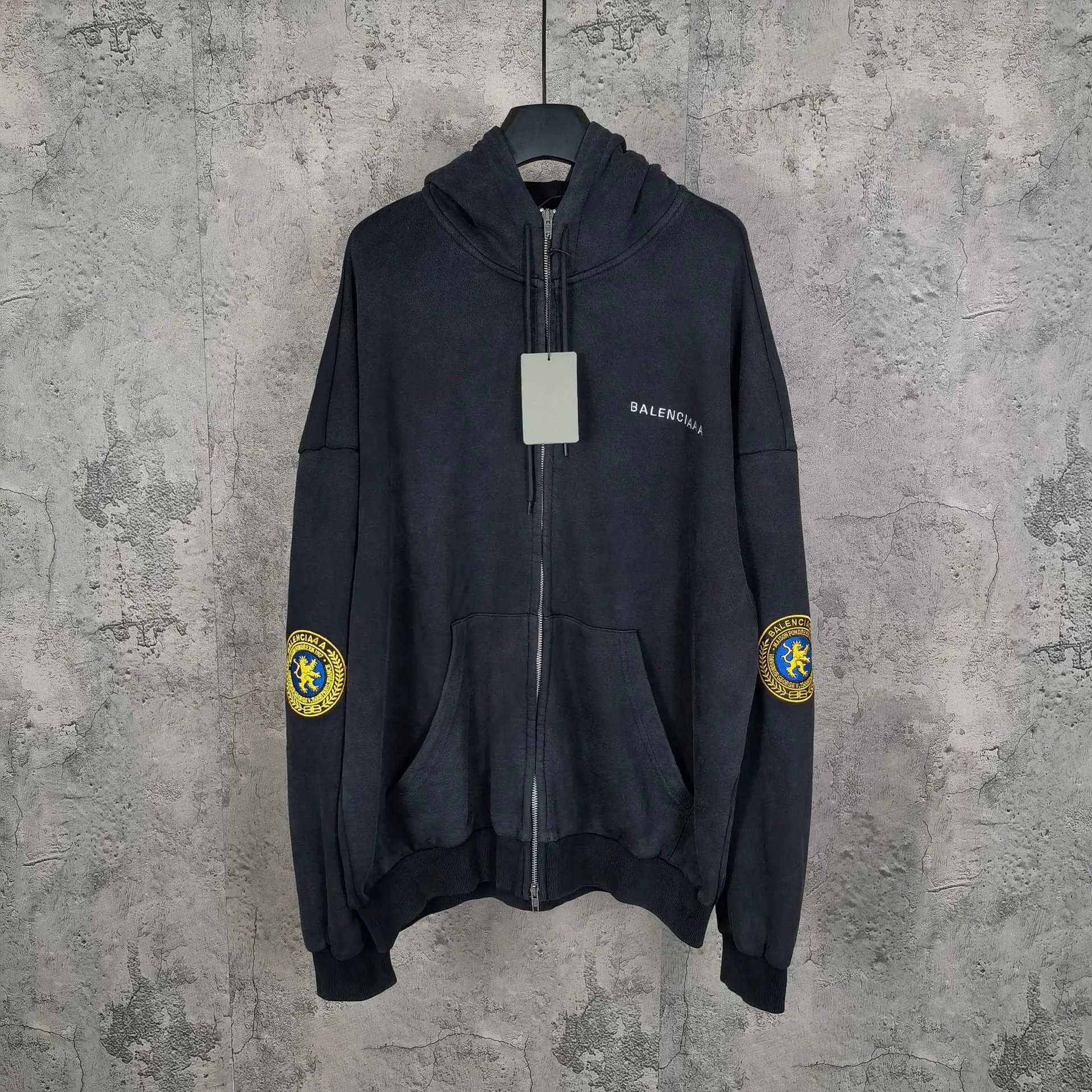 Balenciaga 26SS Badge Embroidery Zip Hoodie