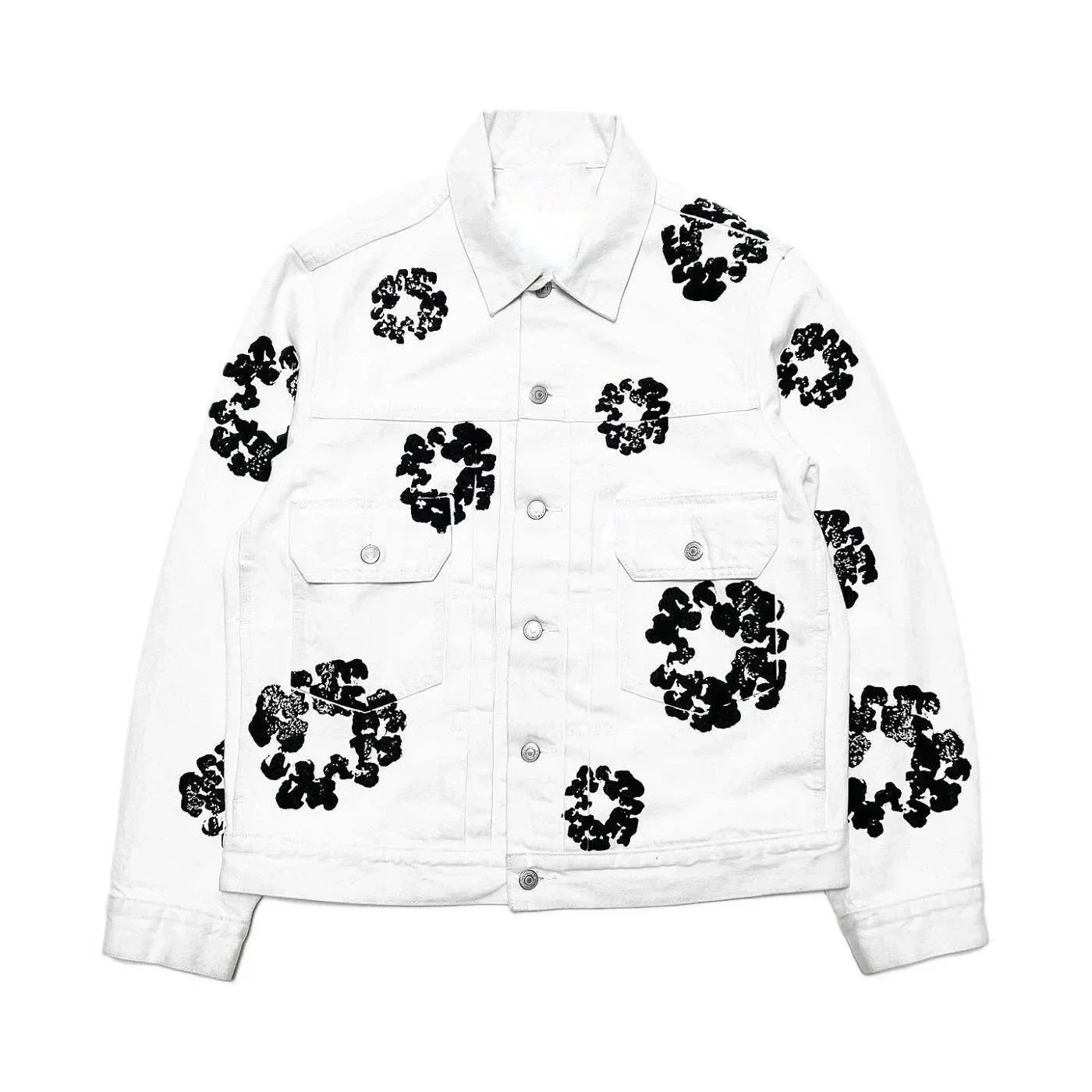 Cotton Flower Printed Denim Jacket photo 3