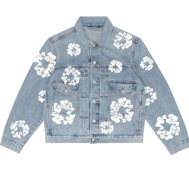 Cotton Flower Printed Denim Jacket photo 2
