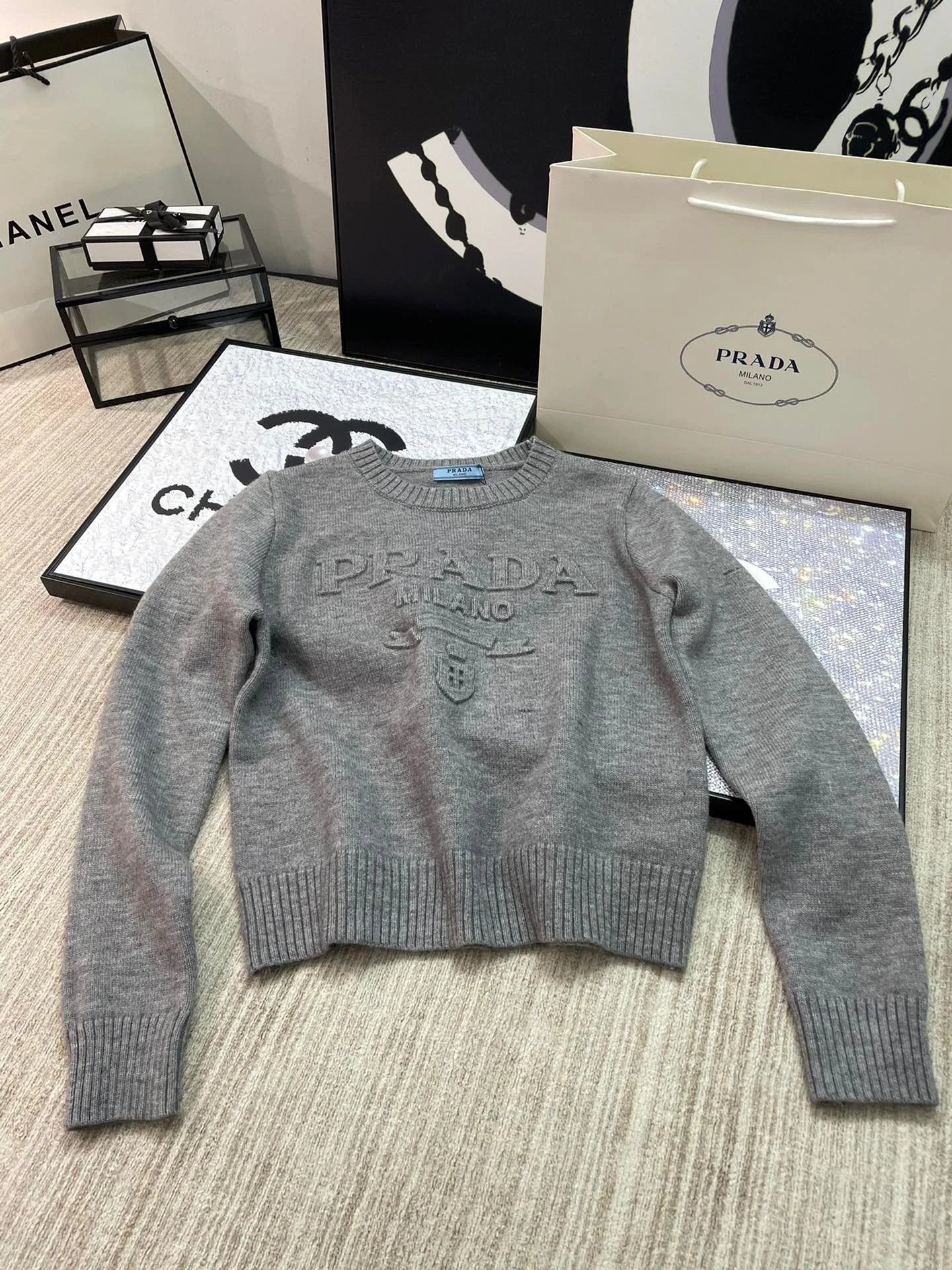 Embossed Letter Logo Knit Sweater photo 3