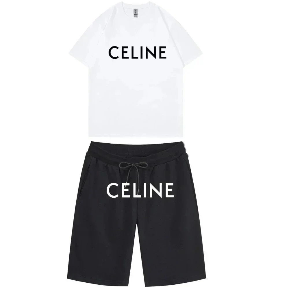 Printed Letter Unisex T-Shirt and Shorts Set photo 2