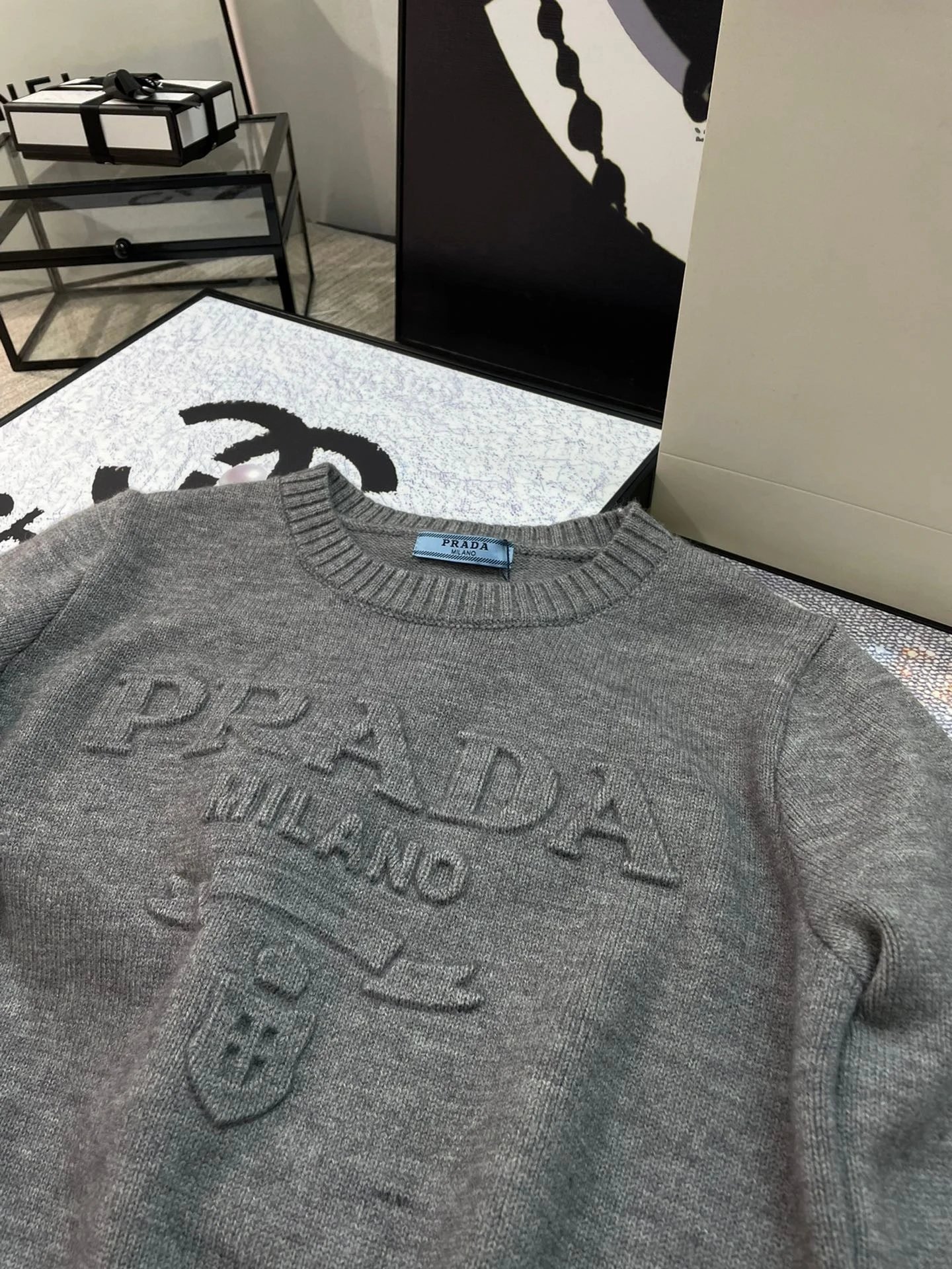 Embossed Letter Logo Knit Sweater photo 2