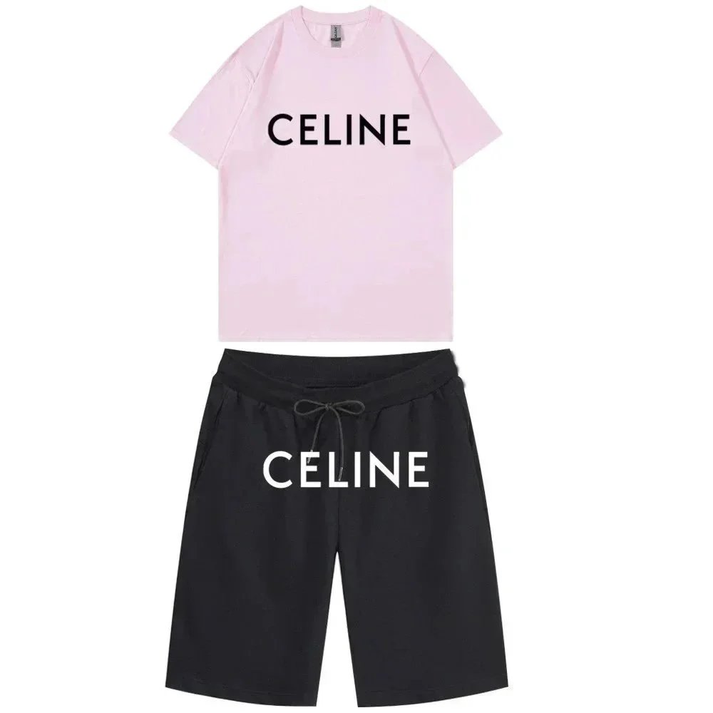 Printed Letter Unisex T-Shirt and Shorts Set photo 8