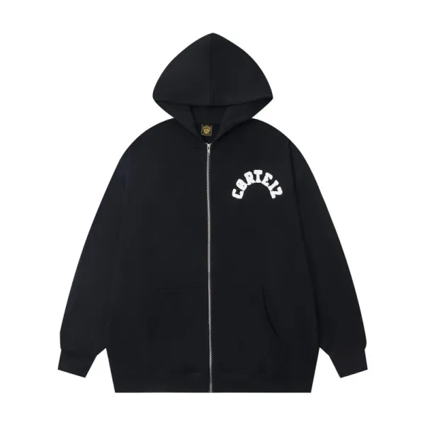 Corteiz Arch Logo Black Zip-Up Hoodie - 1