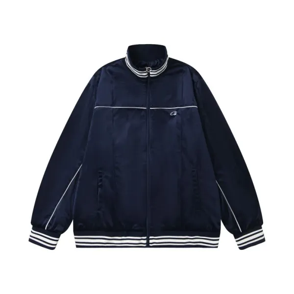 Design Track Jacket Navy with White Stripes Outerwear - 1