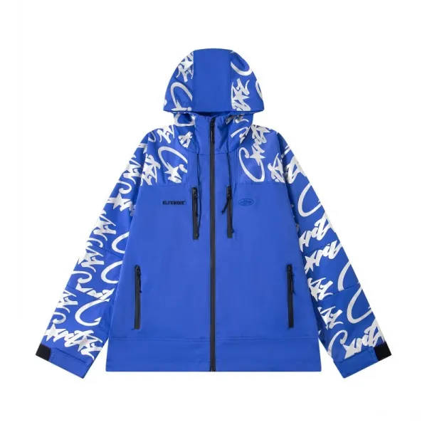 ELITEWORK Graffiti Print Pink Hooded Windbreaker Jacket - 21