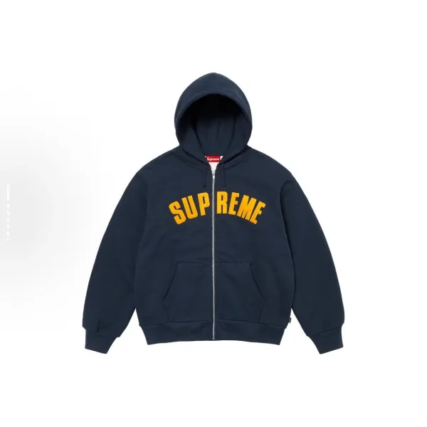 Supreme Arch Logo Full-Zip Hoodie Navy - 1