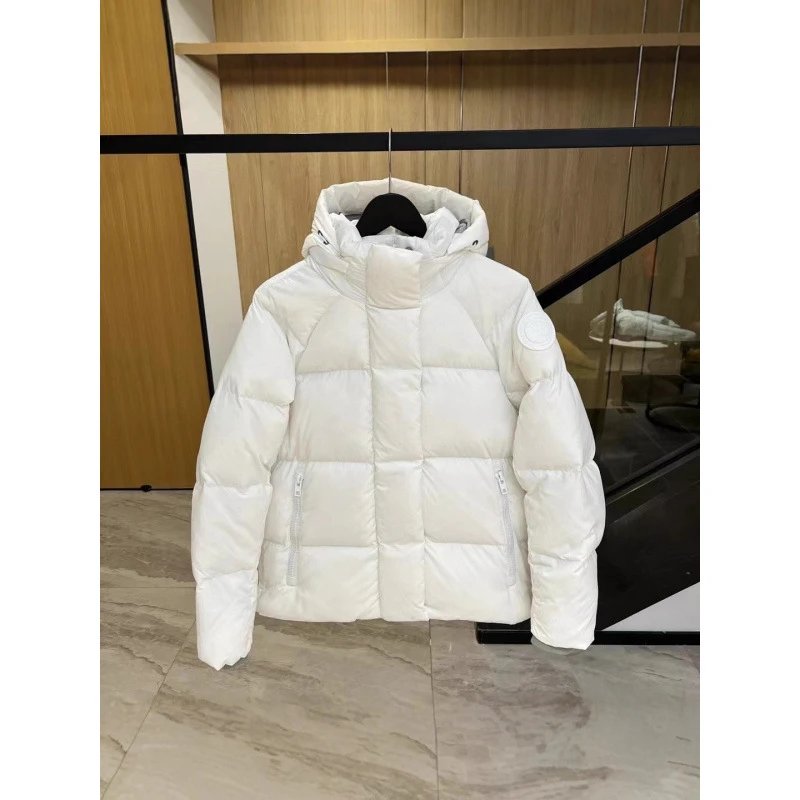 Canada Goose White Hooded Puffer Jacket