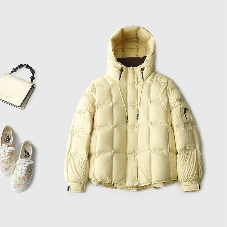 Yellow Hooded Puffer Jacket
