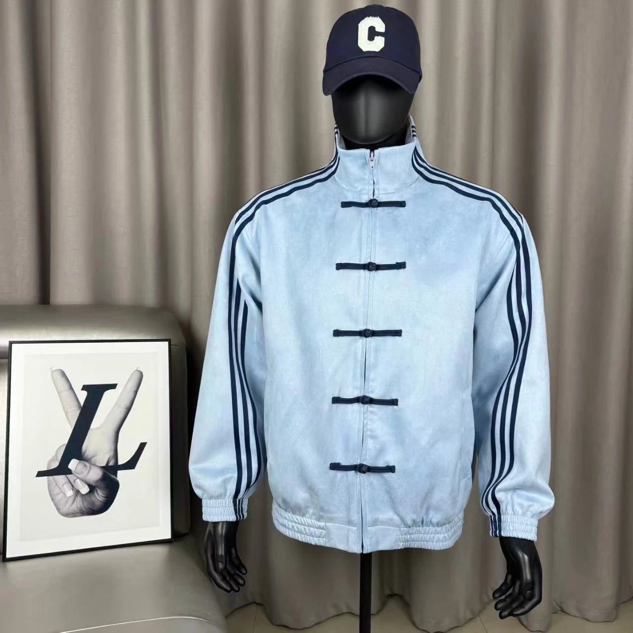 Three Stripe Retro Sport Frog Button Jacket photo 7