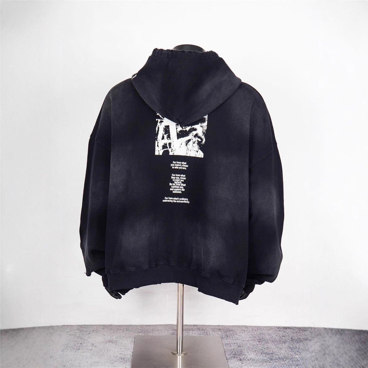 Black Oversized Hoodie with Back Graphic Print