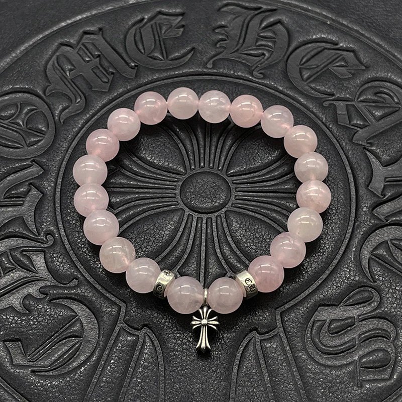 Chrome Hearts Black Onyx Bead Bracelet with Cross Charm Jewelry - 33