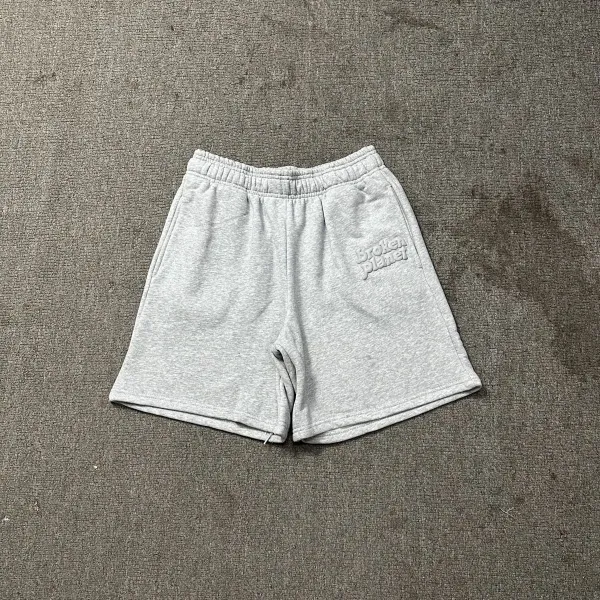 Broken Planet Embroidered Sweat Shorts Gray - 1