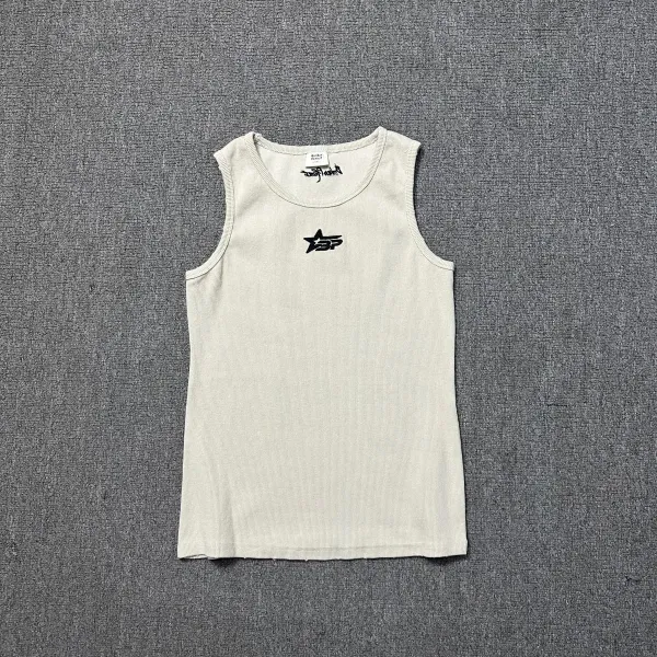 Philipp Plein Star Logo Ribbed Tank Top Beige Vest-Top - 1
