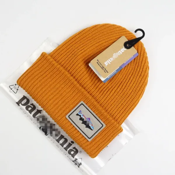 Patagonia Fish Logo Beanie Mustard Yellow Beanie - 1