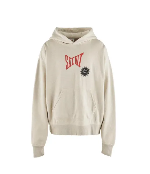 Saint Laurent Saint Logo Hoodie Beige - 1