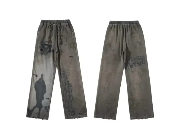 Gallery Dept Distressed Graphic Sweatpants Gray - 1