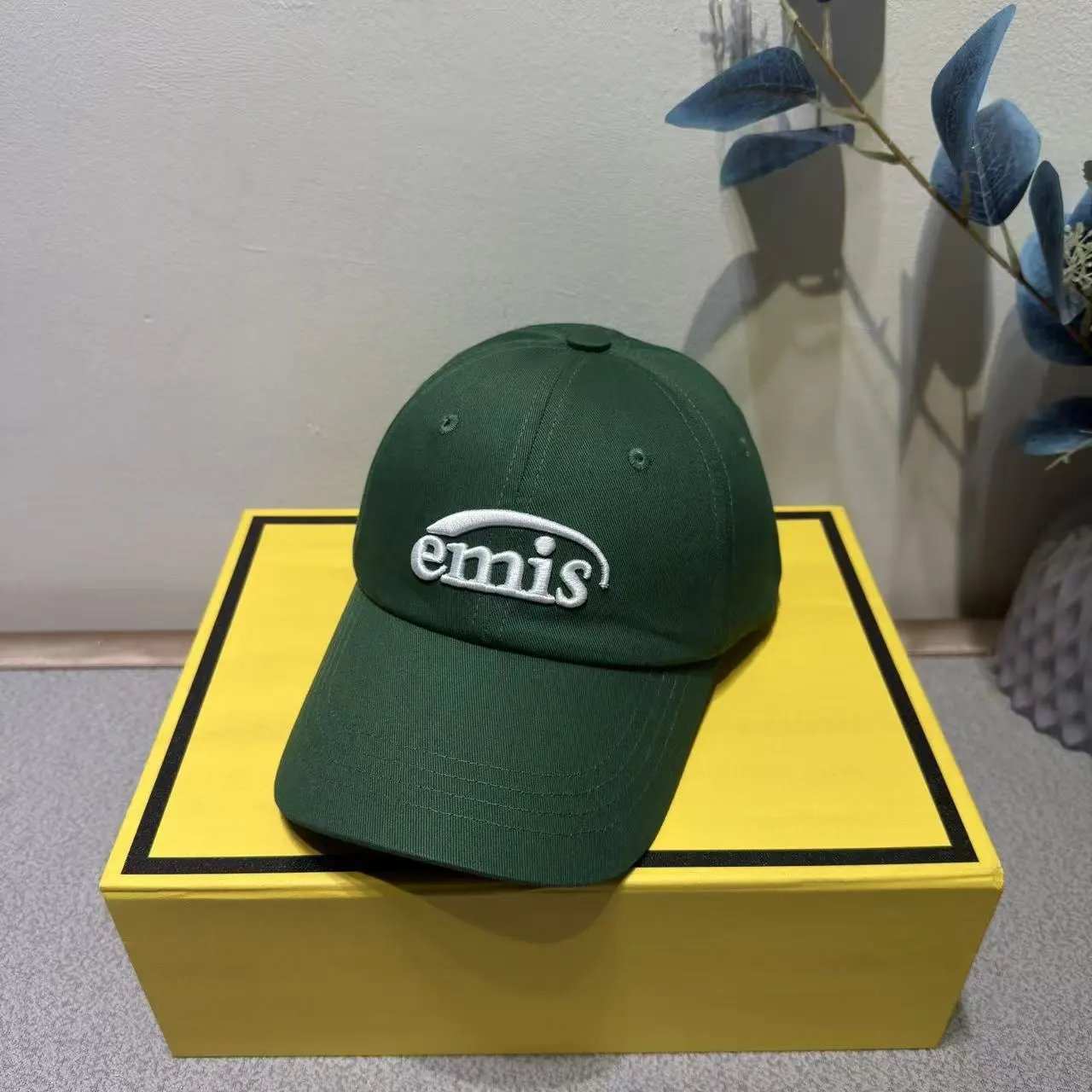 Design Emis Logo Embroidered Khaki Baseball Cap - 11