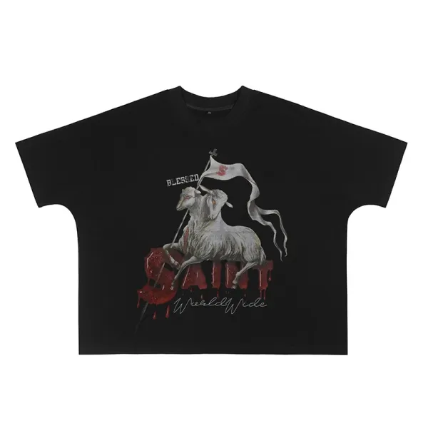 Design Graphic Clown Face Print Black Oversized T-Shirt - 4