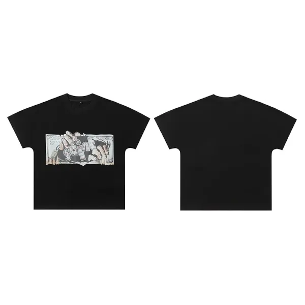 Design Graphic Clown Face Print Black Oversized T-Shirt - 15