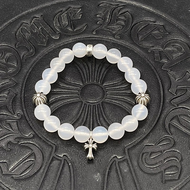Chrome Hearts Black Onyx Bead Bracelet with Cross Charm Jewelry - 27