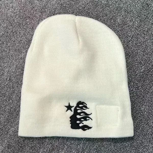 Design Flame Face Beanie White - 1
