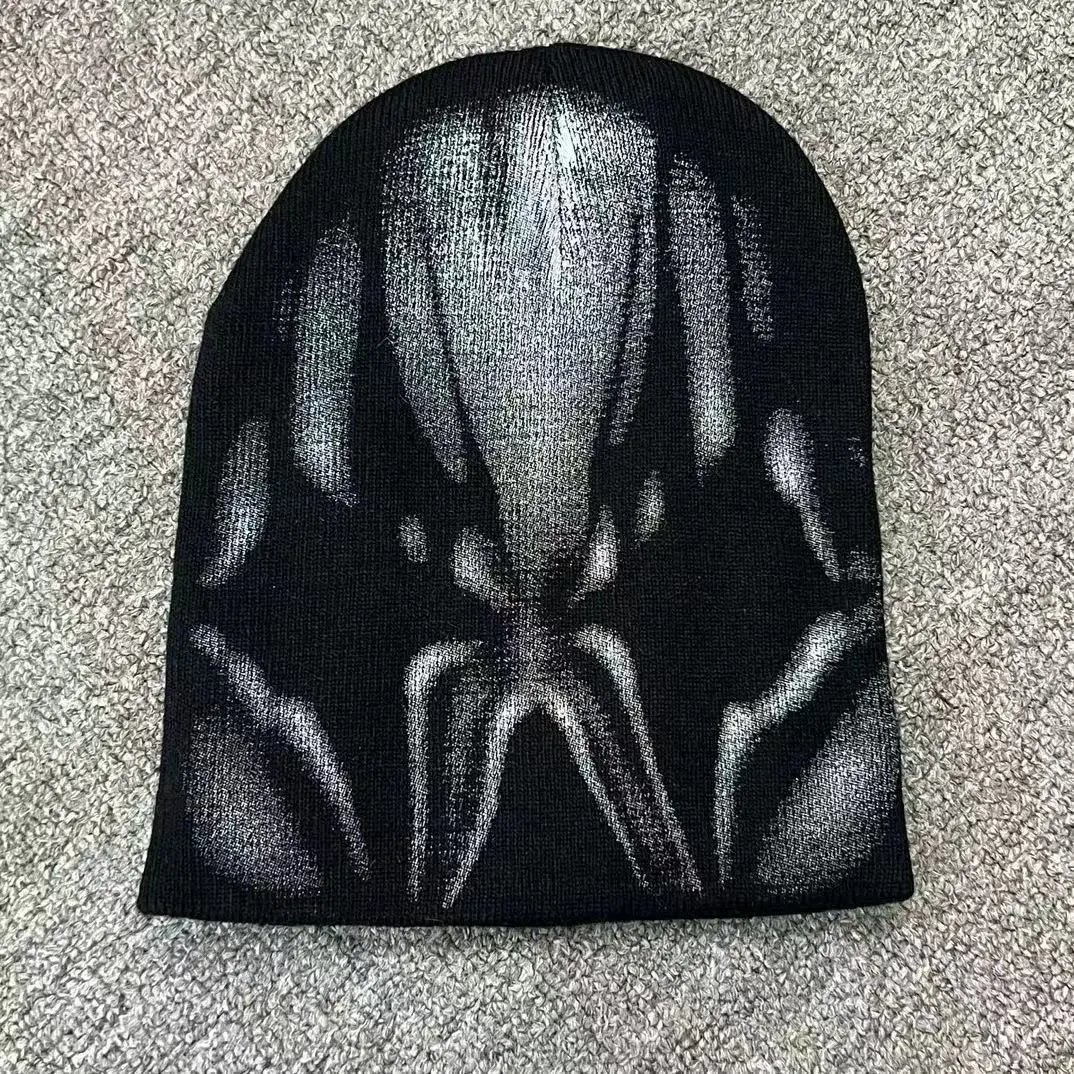 Knit Beanie with Celestial Motif and Rhinestone Embellishments