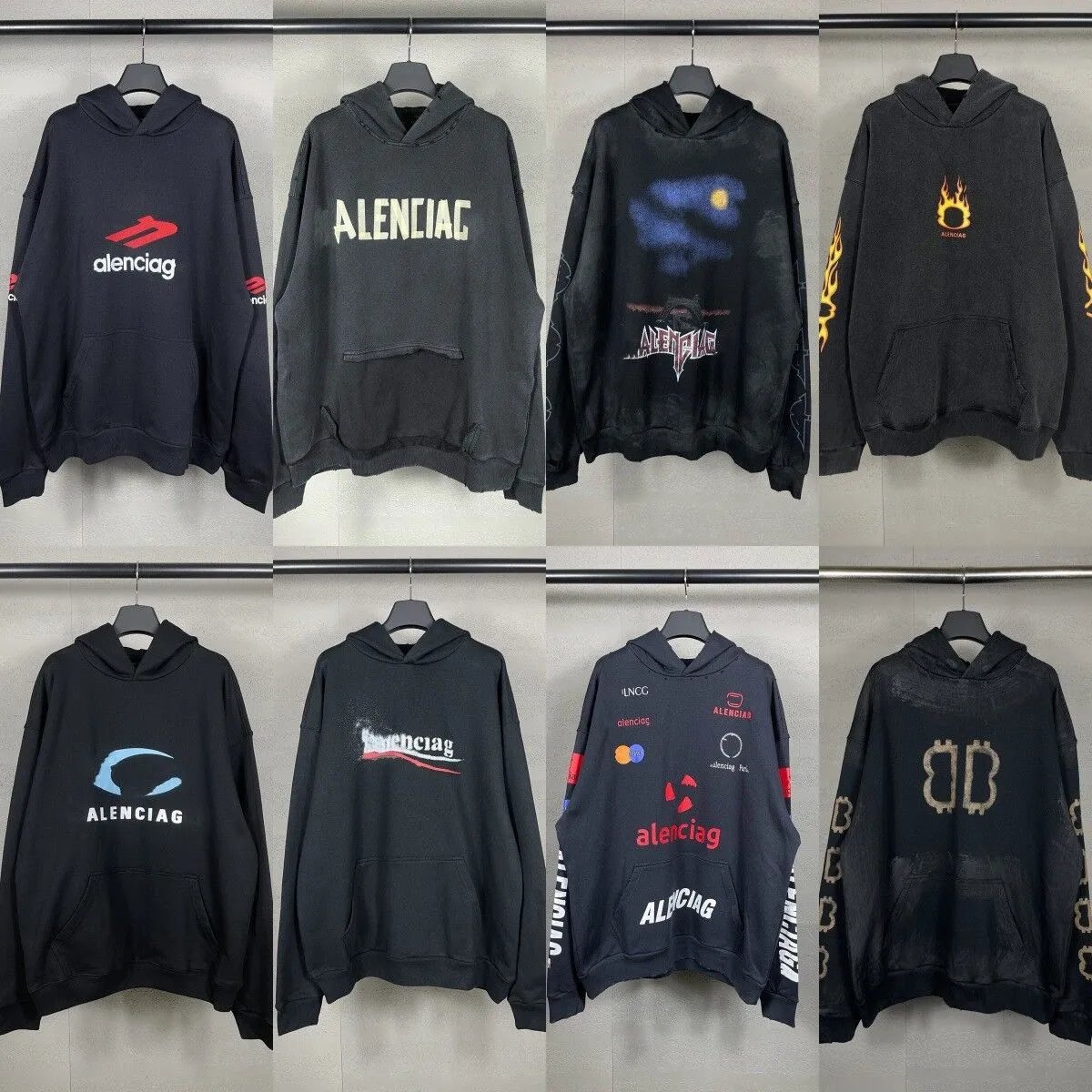 Balenciaga Cola Embroidered Flame Logo Hoodie