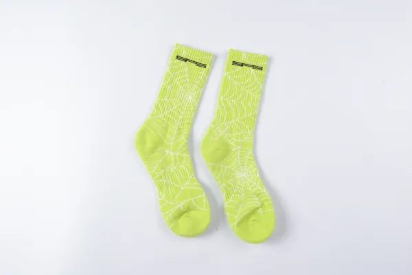 SP5DER Spider Web Rhinestone Beanie Neon Green - 11