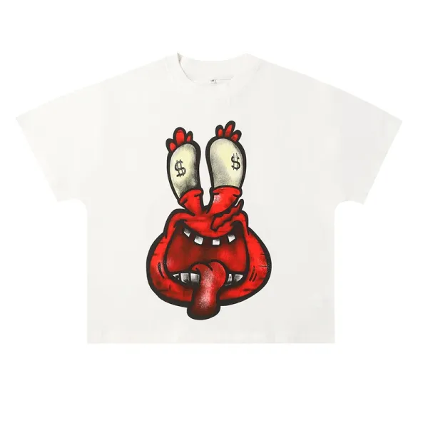 Design Graphic Print Red Monster T-Shirt White - 1
