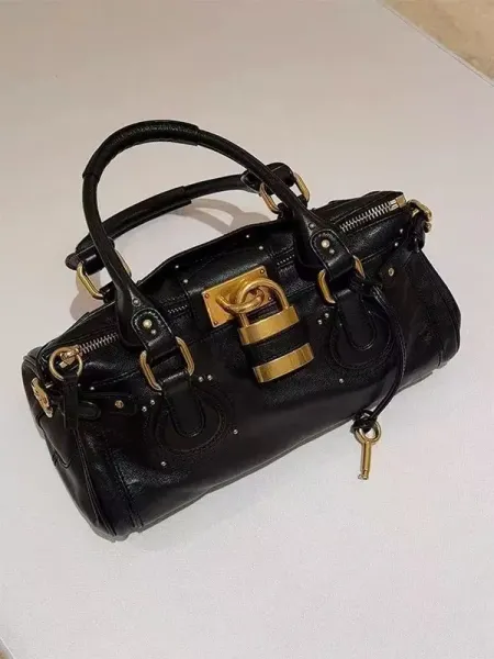 Chloé Paddington Black Leather Handbag with Gold Hardware - 7