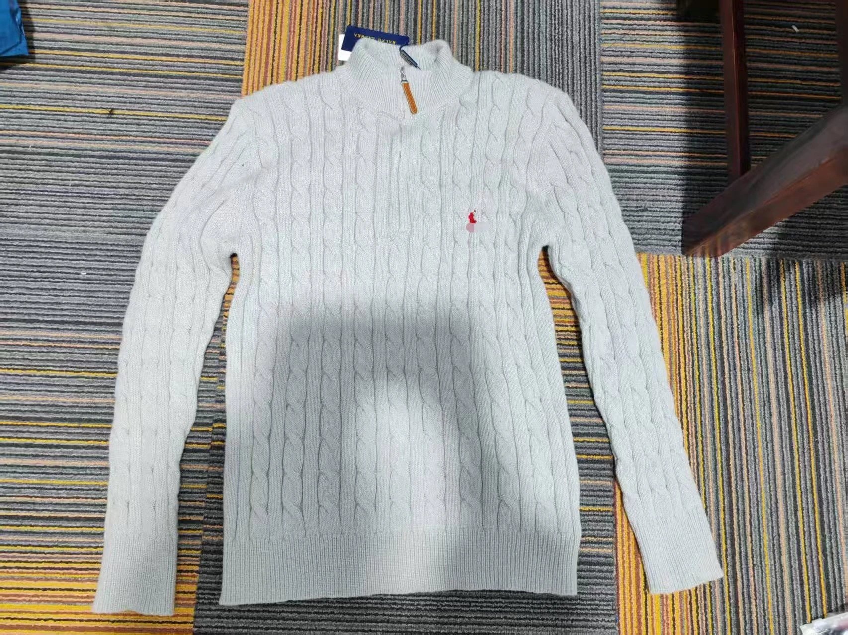Half-Zip Grey Sweater [Small Red Horse]