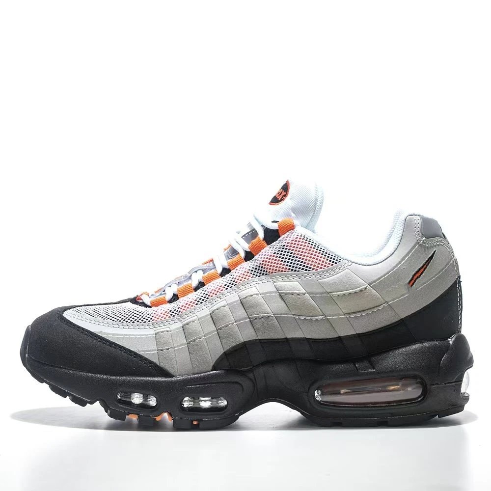 Style 95 - Size 36-46 -- Grey/Black/Orange Swoosh (Custom, No Returns or Exchanges)