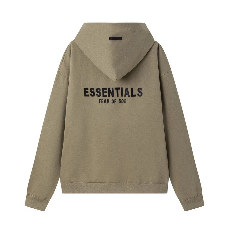 Adhesive letter hoodie khaki