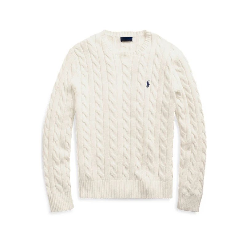 RL Ralph Pony Paul Embroidery Round Neck Knit Shirt for Men Autumn and Winter Warm Fried Dough Twists Couple Pullover Sweater for Women