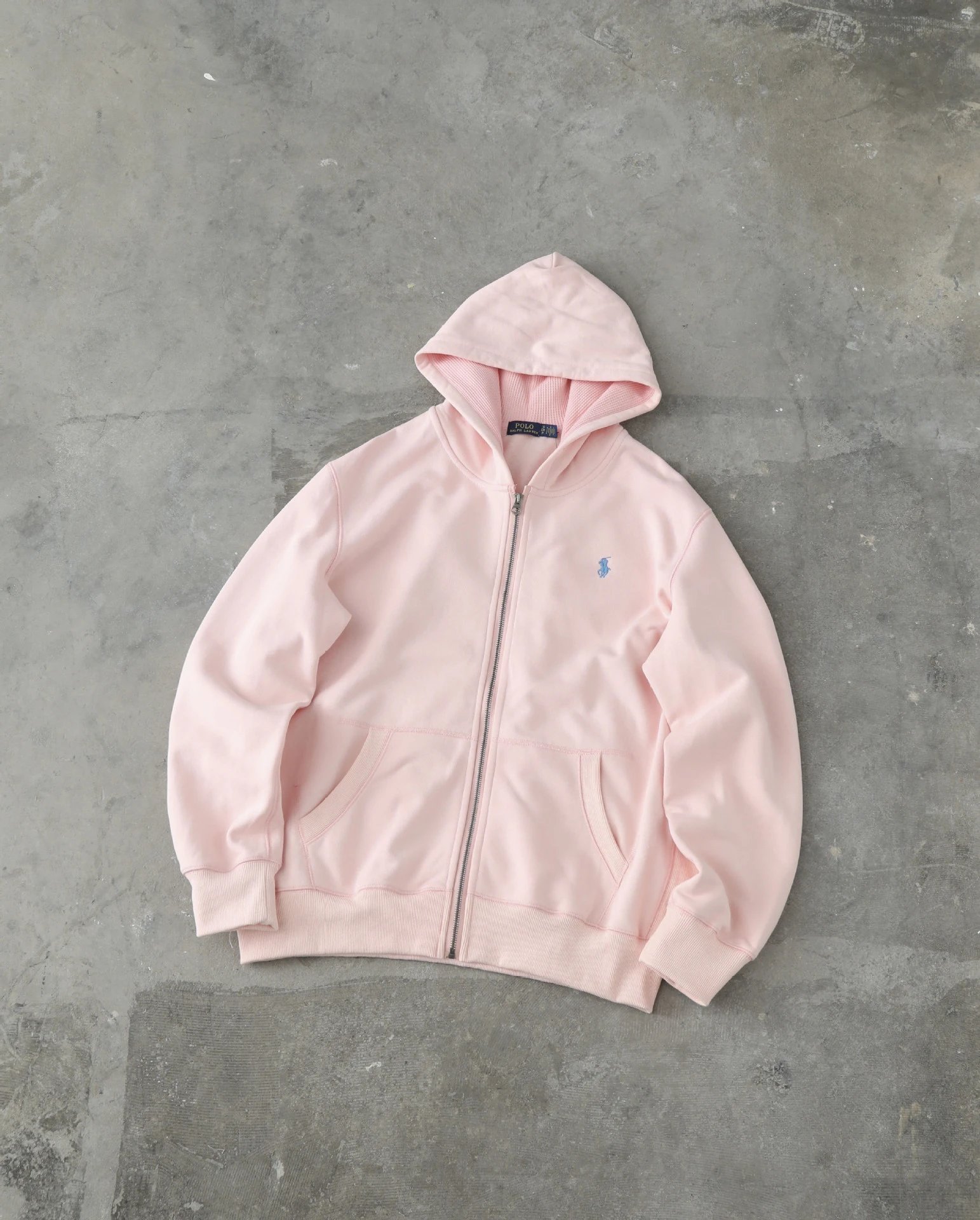 Polo Ralph Lauren Zip Sweater Hooded Pony Logo Pink