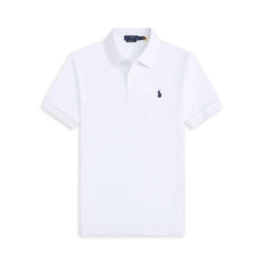 White Polo Shirt with Small Logo