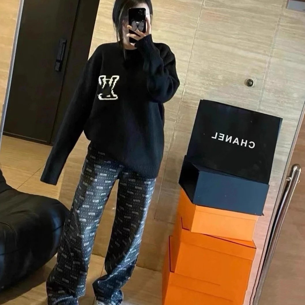 Louis Vuitton Crewneck Sweater Wool Jacquard Black