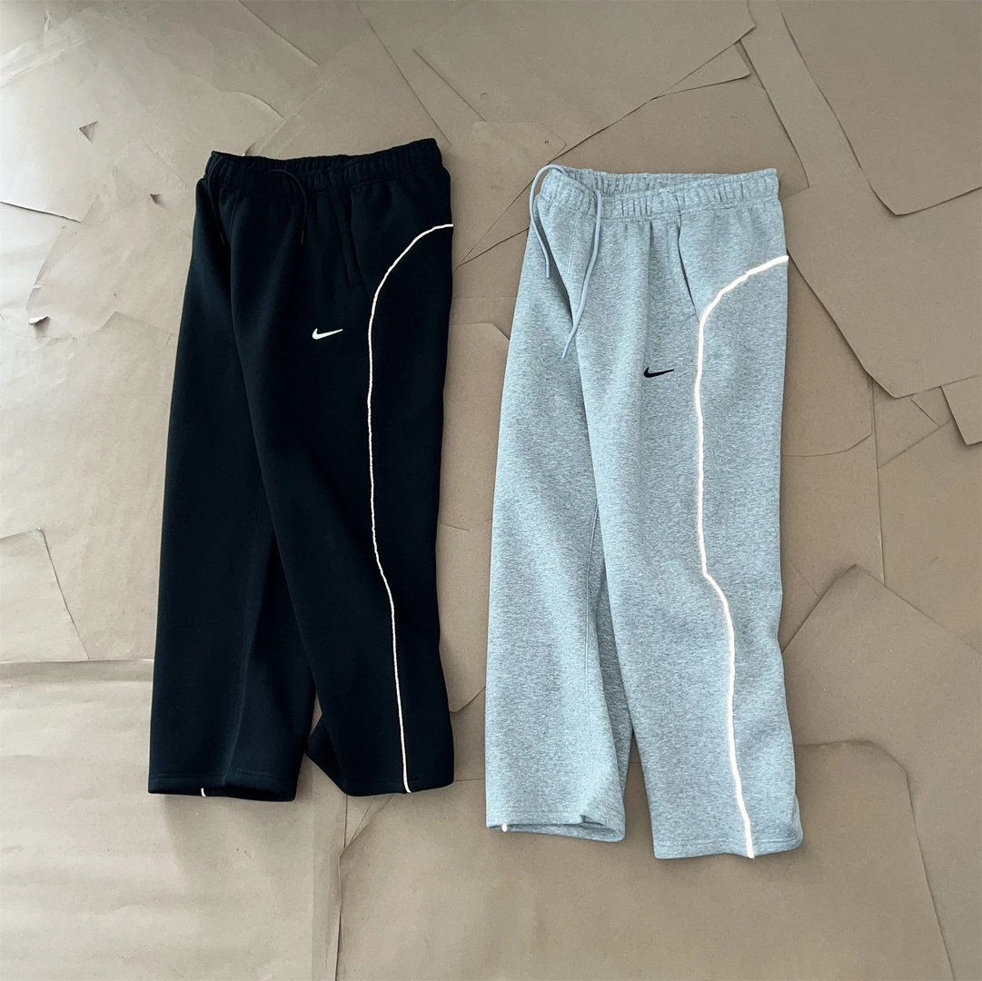 NOCTA joint series dental floss 3M reflective strip logo printed sports composite fleece long pants straight leg pants
