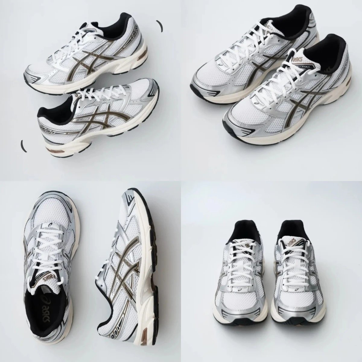 White and Silver Asics Gel-1130 Sneakers